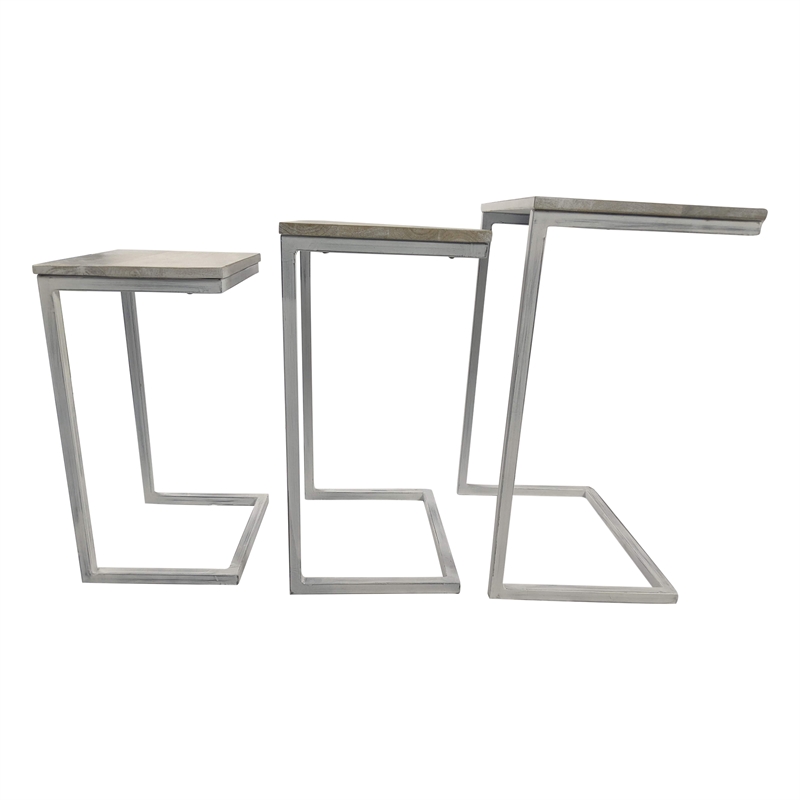 Pemberly Row Modern / Contemporary Nesting Table Set in Whitewash