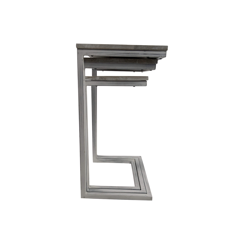 Pemberly Row Modern / Contemporary Nesting Table Set in Whitewash