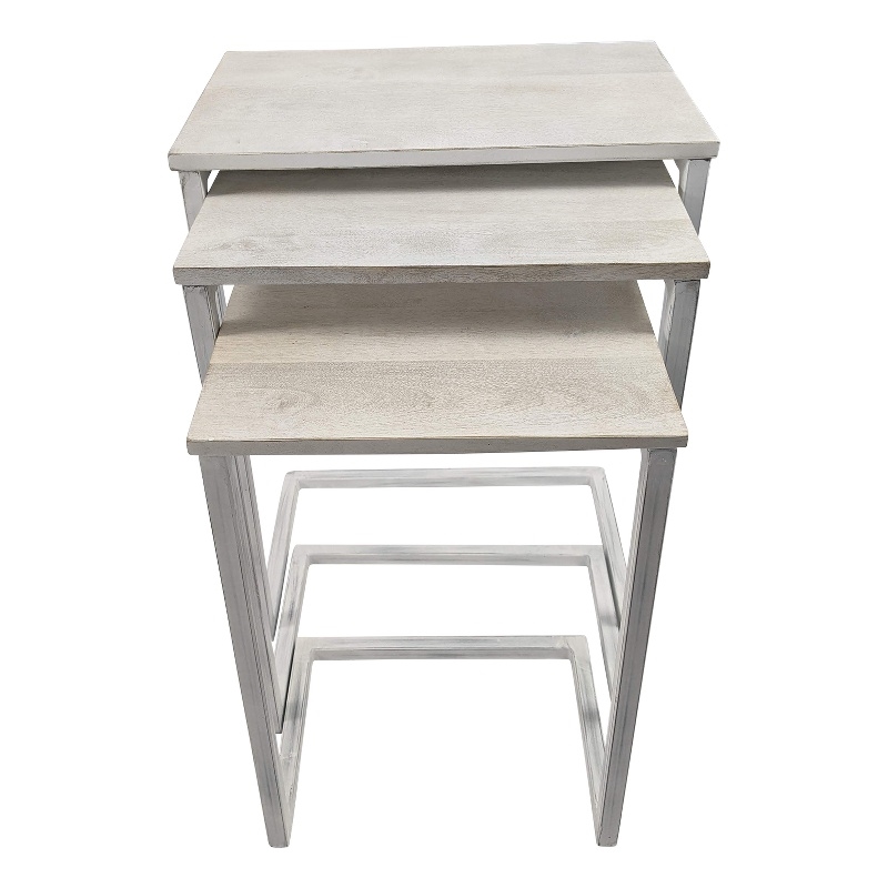 Pemberly Row Modern / Contemporary Nesting Table Set in Whitewash