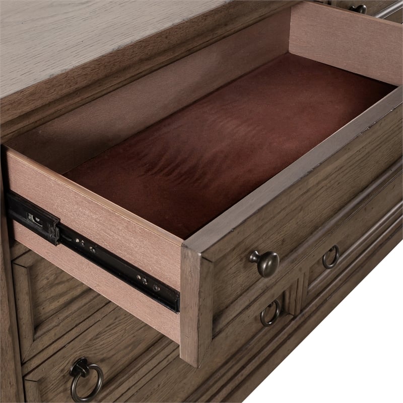 Pemberly Row Modern Farmhouse 9 Drawer Dresser - Dusty Taupe