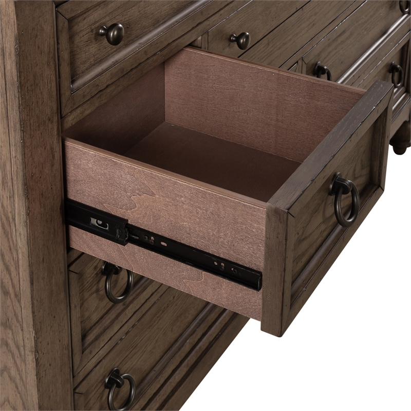 Pemberly Row Modern Farmhouse 9 Drawer Dresser - Dusty Taupe
