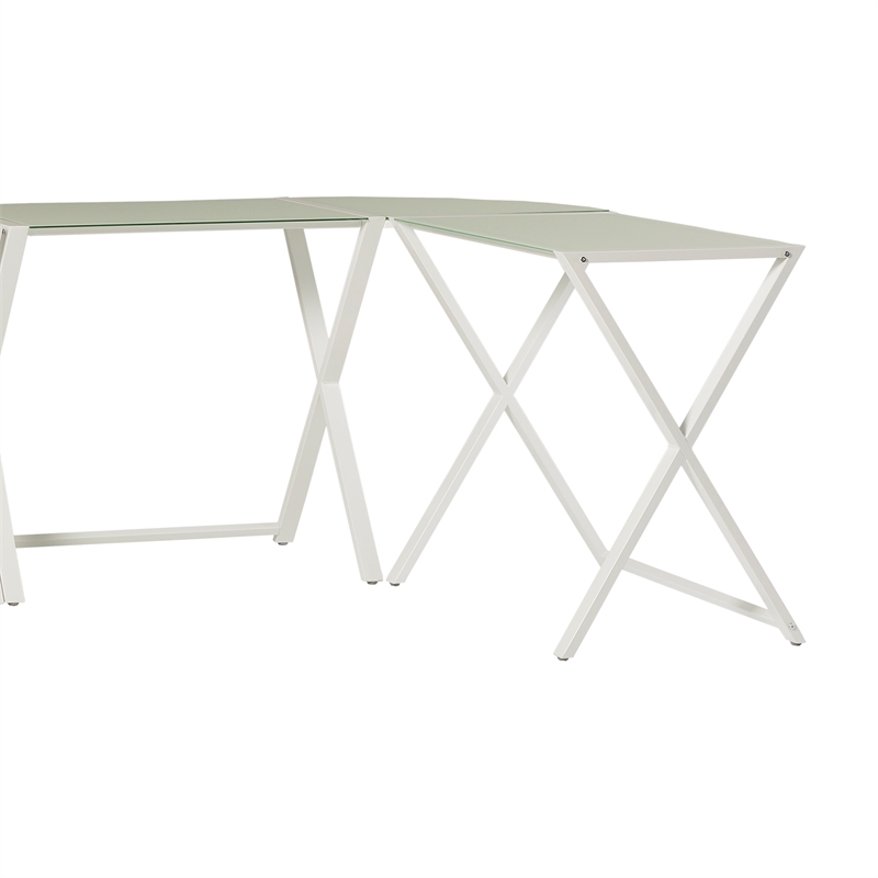 Pemberly Row Contemporary X-Leg Command Center Computer and Gaming Desk - White