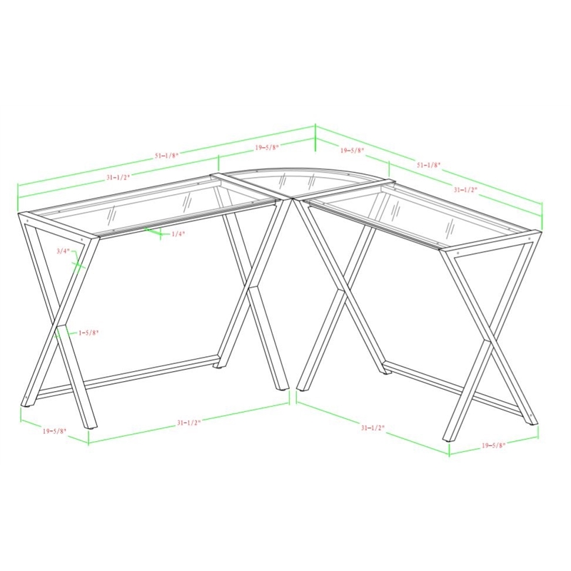 Pemberly Row Contemporary X-Leg Command Center Computer and Gaming Desk - White