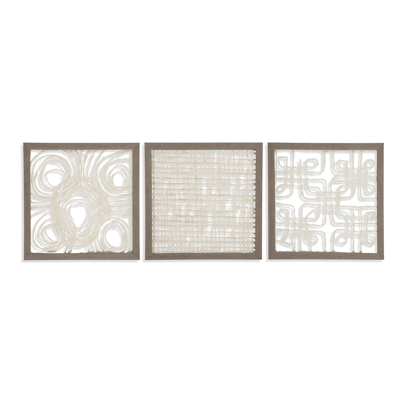 Pemberly Row Modern 3 Piece Wall Decor Set in Cream and Taupe