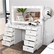 Pemberly Row EXTRA LARGE Vanity Desk White 11 Drawers Basic Knobs
