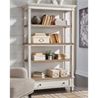 Pemberly Row Set of 2 4-Shelf Bookcase in Antique White and Brown