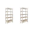 Pemberly Row Set of 2 4-Shelf Bookcase in Antique White and Brown