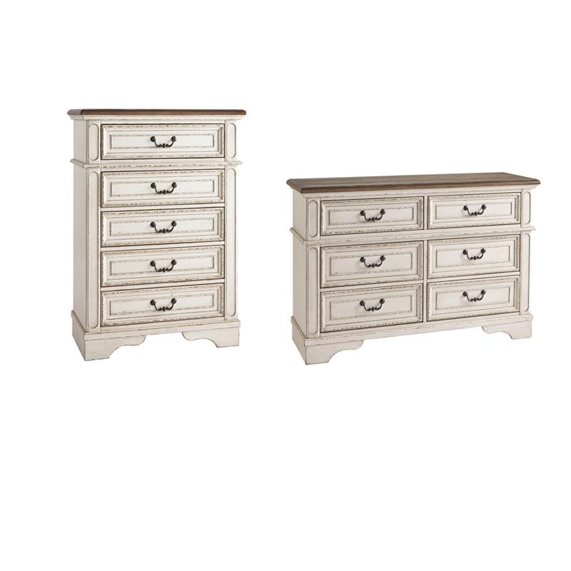 Pemberly Row Set of 2 Engineered Wood 6 Drawer Double Dresser & 5 Drawer Chest