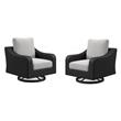 Pemberly Row Set of 2 Black Outdoor Swivel Lounges with Cushion