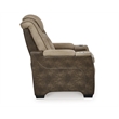 Pemberly Row Set of 2 Faux Leather Power Recliners in Brown