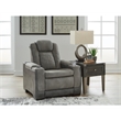 Pemberly Row Set of 2 Faux Leather Power Recliners in Gray