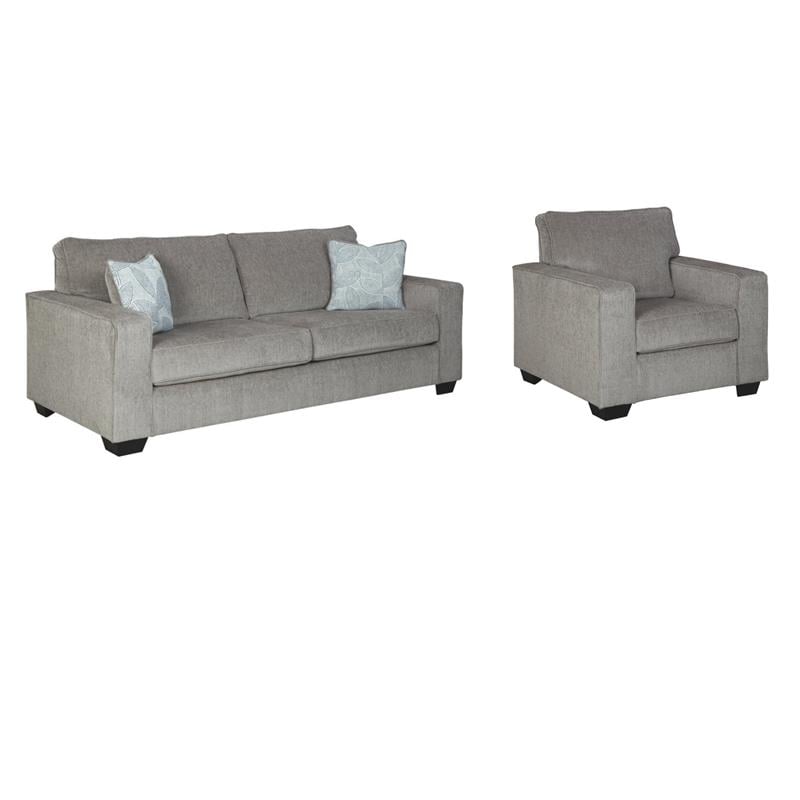 Pemberly Row Set of 2 Sofa and Accent Chair in Alloy