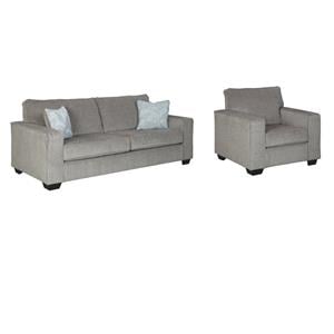 Pemberly Row Set of 2 Sofa and Accent Chair in Alloy