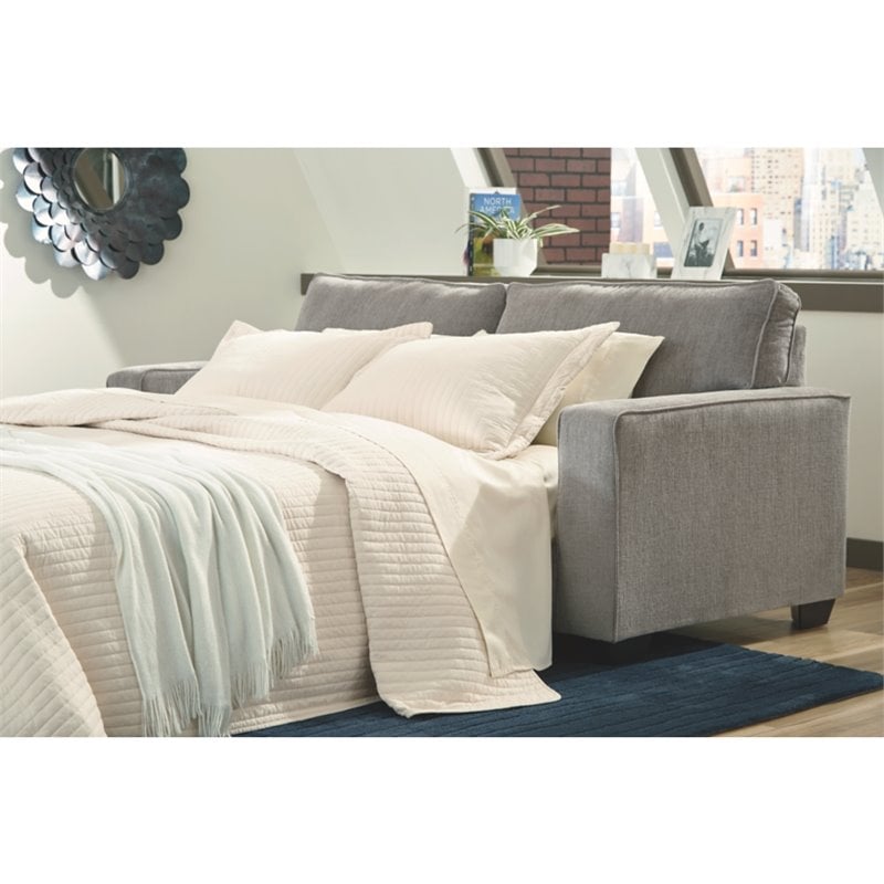 Pemberly Row Set of 2 Queen Sleeper Sofa and Accent Chair in Alloy