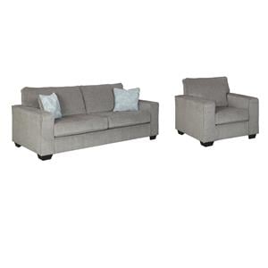 Pemberly Row Set of 2 Queen Sleeper Sofa and Accent Chair in Alloy