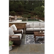 Pemberly Row Set of 2 Rattan Patio Loveseat and Sofa in Brown