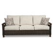 Pemberly Row Set of 2 Rattan Patio Loveseat and Sofa in Brown