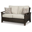 Pemberly Row Set of 2 Rattan Patio Loveseat and Sofa in Brown