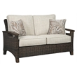 Pemberly Row Set of 2 Rattan Patio Loveseat and Sofa in Brown
