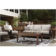 Pemberly Row Set of 3 Patio Fire Pit Table and Loveseat and Sofa in Medium Brown