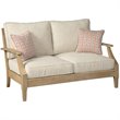 Pemberly Row Set of 2 Patio Loveseat and Arm Chair in Beige
