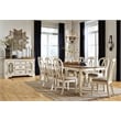 Pemberly Row Set of 9 Extendable Dining Table and Side Chair in Chipped White