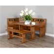 Pemberly Row 4-pieces Corner Dining Set/Breakfast Nook in Oak with Storage Space
