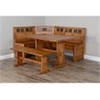 Pemberly Row 4-pieces Corner Dining Set/Breakfast Nook in Oak with Storage Space