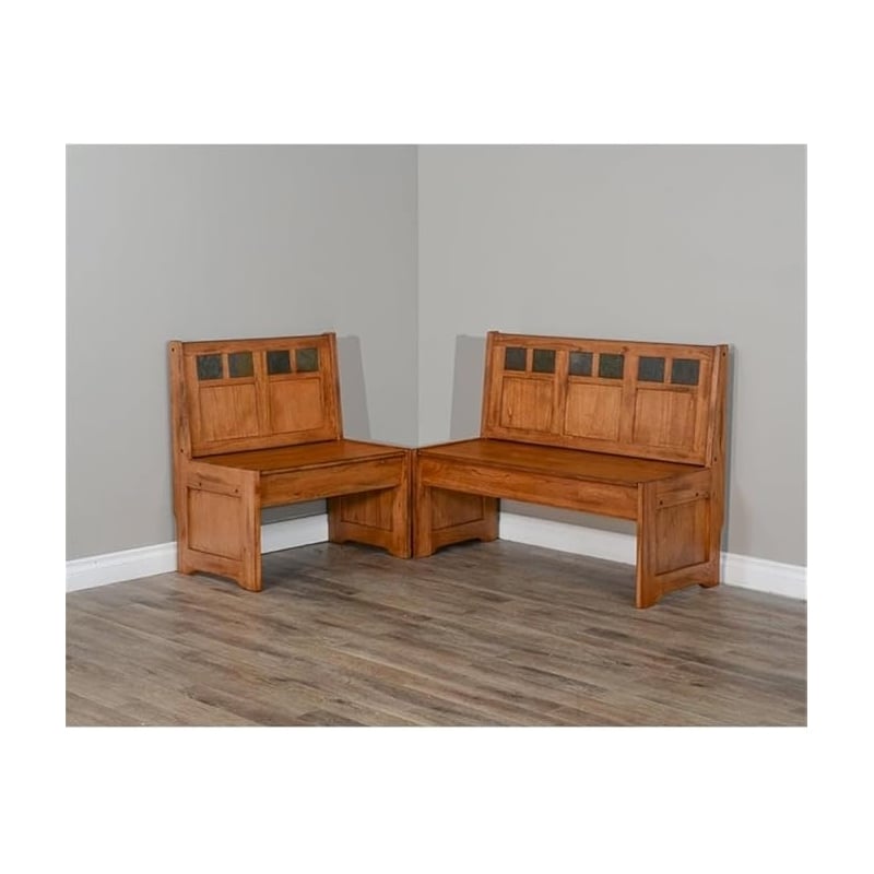 Pemberly Row 4-pieces Corner Dining Set/Breakfast Nook in Oak with Storage Space