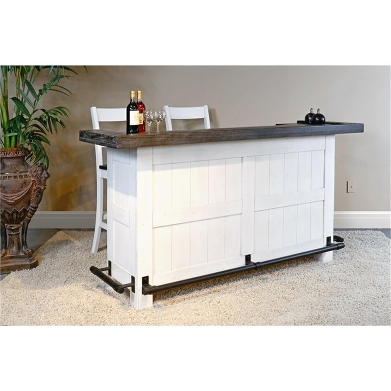 Pemberly Row Wood Home Bar with 2 Shelves and 3 Drawers in Espresso
