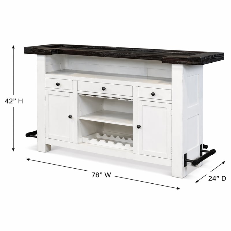 Pemberly Row Wood Home Bar with 2 Shelves and 3 Drawers in Espresso
