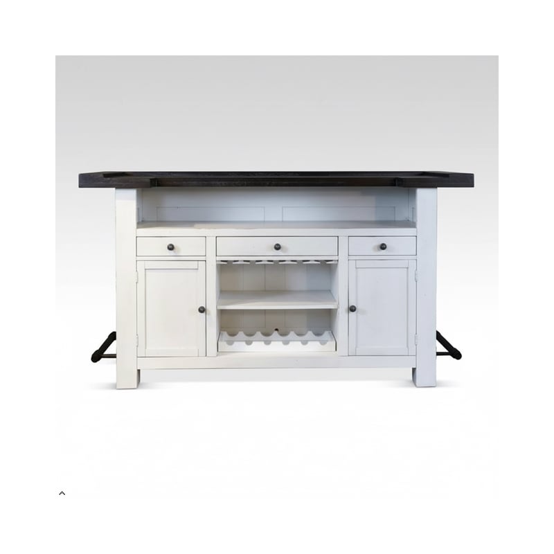 Pemberly Row Wood Home Bar with 2 Shelves and 3 Drawers in Espresso