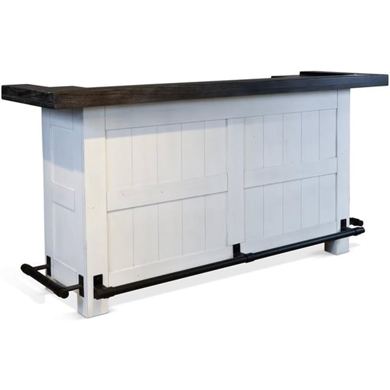 Pemberly Row Wood Home Bar with 2 Shelves and 3 Drawers in Espresso