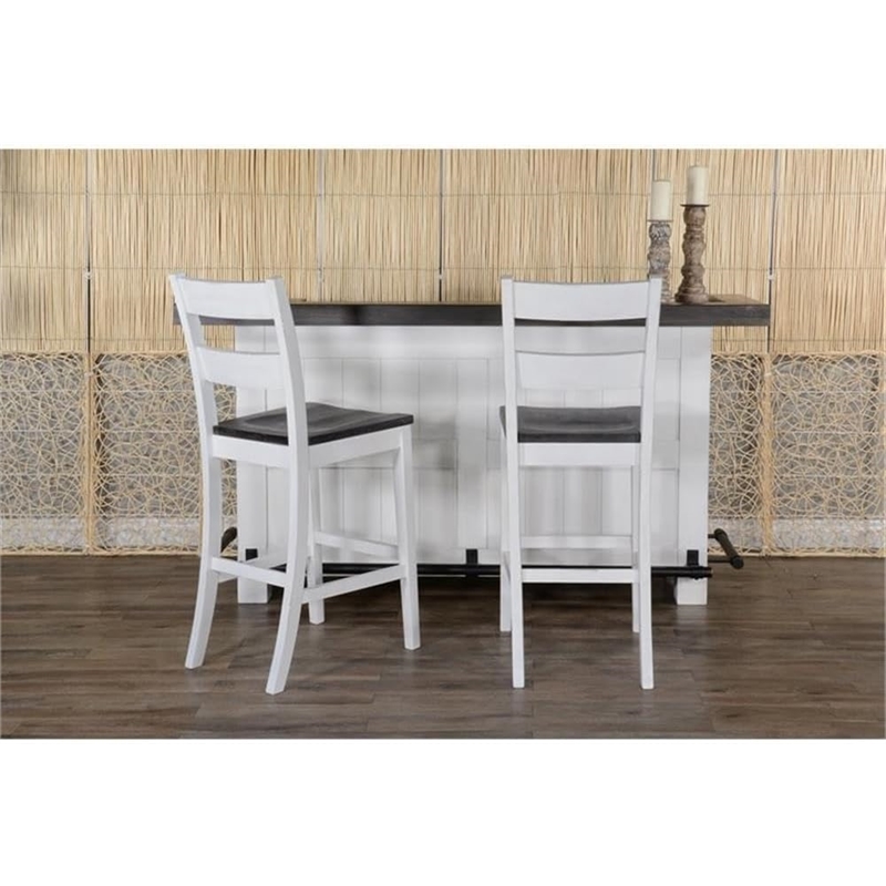 Pemberly Row Wood Home Bar with 2 Shelves and 3 Drawers in Espresso