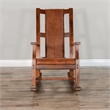 Pemberly Row Wood Indoor Rocking Chair - Chocolate with Cushion Seat & High Back
