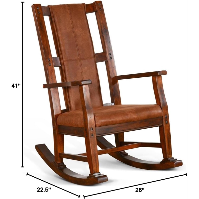 Pemberly Row Wood Indoor Rocking Chair - Chocolate with Cushion Seat & High Back