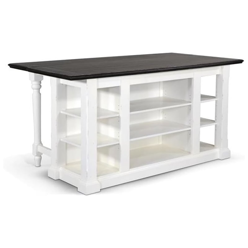 Pemberly Row Wood Kitchen Island in Espresso with Adjustable Shelves