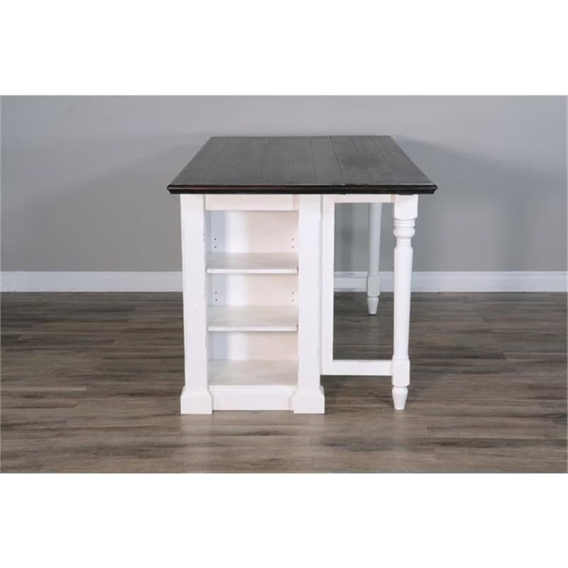 Pemberly Row Wood Kitchen Island in Espresso with Adjustable Shelves