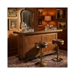 Pemberly Row Wood Home Bar with 2 Shelves and 3 Drawers in Brown