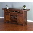 Pemberly Row Wood Home Bar with 2 Shelves and 3 Drawers in Brown