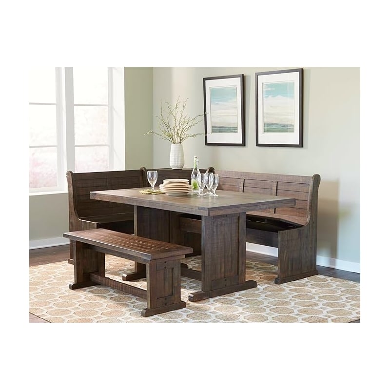 Pemberly Row 4PCs Corner Dining Set/Breakfast Nook in Tobacco Leaf with Storage