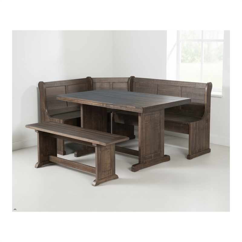 Pemberly Row 4PCs Corner Dining Set/Breakfast Nook in Tobacco Leaf with Storage