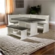 Pemberly Row 4PCs Corner Dining Set/Breakfast Nook in Brown with Storage Space
