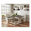 Pemberly Row 4PCs Corner Dining Set/Breakfast Nook in Brown with Storage Space
