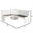 Pemberly Row 4PCs Corner Dining Set/Breakfast Nook in Brown with Storage Space