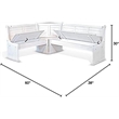 Pemberly Row 4Pc Wood Corner Dining Set with Reversible Benches - White