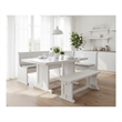 Pemberly Row 4Pc Wood Corner Dining Set with Reversible Benches - White