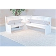 Pemberly Row 4Pc Wood Corner Dining Set with Reversible Benches - White