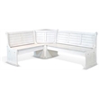 Pemberly Row 4Pc Wood Corner Dining Set with Reversible Benches - White