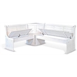 Pemberly Row 4Pc Wood Corner Dining Set with Reversible Benches - White
